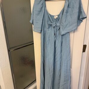 Pinkblush Sky Blue Tie-Front Midi Dress